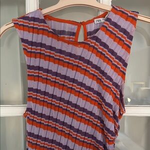 Zara Purple and Orange Striped Women's Dress